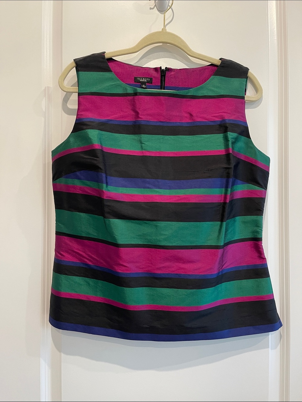 Talbots Sleeveless Striped Tank in Green, Magenta, Black